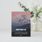フィリピの人への手紙 4:13 KJV 聖書の詩 森と山 ポストカード (スタンド正面)