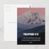 フィリピの人への手紙 4:13 KJV 聖書の詩 森と山 ポストカード (正面/裏面)