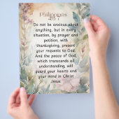 フィリピの人への手紙 4:6-7 クリスチャン聖書の詩 水彩画 チラシ (手)