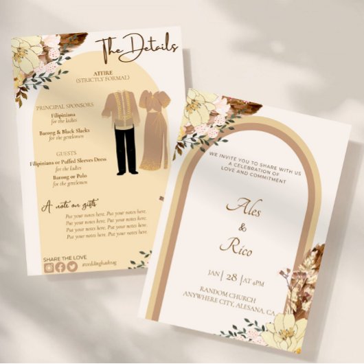 フィリピニアナフィリピーノ結婚式招待状ボホ 招待状