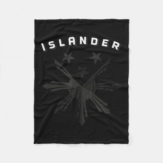 フィリピノウォリアーハワイアンポリネシアトライバルタトゥー フリースブランケット (正面)