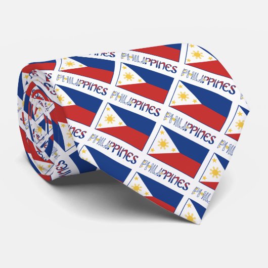 フィリピンとフィリピンの国旗、あなたの名前で並べられる ネクタイ (ロール)
