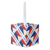 フィリピンとフィリピン国旗のタイル模様のカスタマイズ商品 キューブオーナメント (裏面アングル)