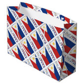 フィリピンとフィリピン国旗のタイル貼りパーソナライズされた ラージペーパーバッグ (裏面アングル)