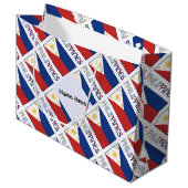 フィリピンとフィリピン国旗のタイル貼りパーソナライズされた ラージペーパーバッグ (正面アングル)