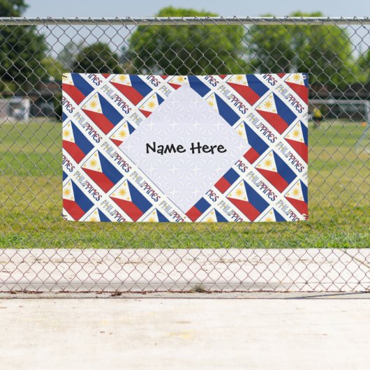 フィリピンとフィリピン国旗のタイル貼りパーソナライズされた 横断幕 (インサイチュ)