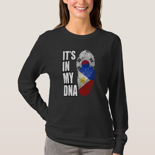 フィリピンと韓国のミックスDNA伝統国旗 Tシャツ (正面)