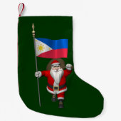 フィリピンのエンサインを持つサンタクロース スモールクリスマスストッキング (正面)