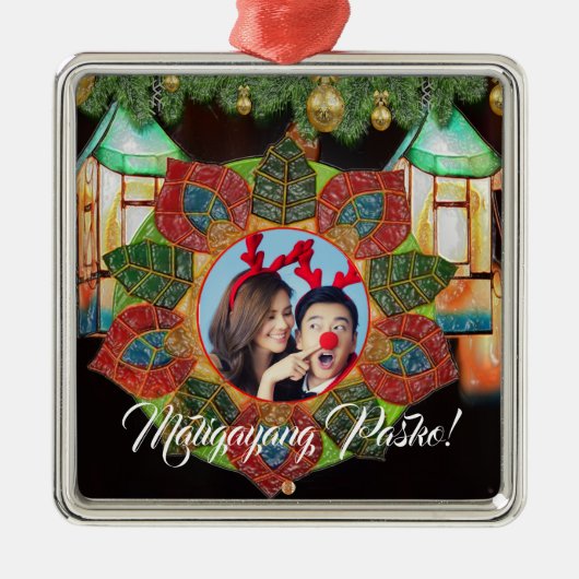 フィリピンのカラフルなランタン、口頭のスタイル メタルオーナメント (正面)