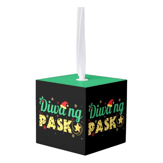 フィリピンのクリスマス精神 キューブオーナメント (裏面アングル)