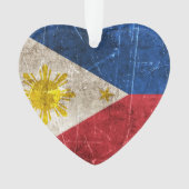 フィリピンのヴィンテージの老化させ、傷付けられた旗 オーナメント (正面)