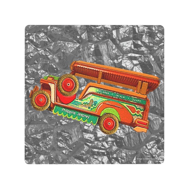 フィリピンのヴィンテージJeepney メタルプリント (正面)