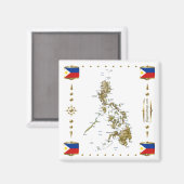 フィリピンの地図+フラッグスマグネット マグネット (正面/裏面)