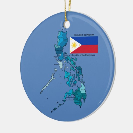 フィリピンの旗そして地図 セラミックオーナメント (左)