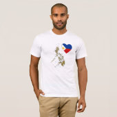 フィリピンの旗のハートおよび地図のTシャツ Tシャツ (正面フル)