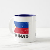 フィリピンの旗のヴィンテージ ツートーンマグカップ (正面左)