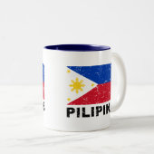 フィリピンの旗のヴィンテージ ツートーンマグカップ (正面右)