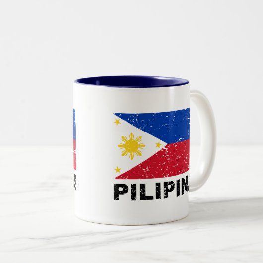 フィリピンの旗のヴィンテージ ツートーンマグカップ (正面右)