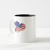 フィリピンの旗米国の旗のフィリピン人の独立 ツートーンマグカップ (正面左)