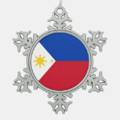 フィリピンの旗 スノーフレークピューターオーナメント (正面)