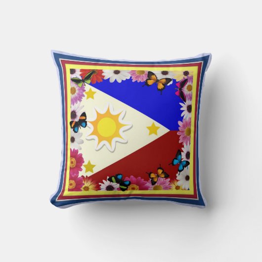 フィリピンの旗-フィリピンのデザインの枕 クッション (正面)