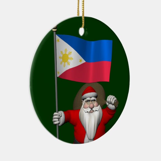 フィリピンの看板のあるサンタクロース セラミックオーナメント (右)