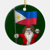 フィリピンの看板のあるサンタクロース セラミックオーナメント (正面)