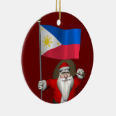 フィリピンの看板のあるサンタクロース セラミックオーナメント (右)