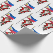 フィリピンの看板のあるサンタクロース ラッピングペーパー (角)