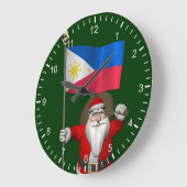 フィリピンの看板のあるサンタクロース ラージ壁時計 (傾斜)