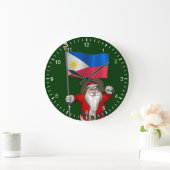フィリピンの看板のあるサンタクロース ラージ壁時計 (ホーム)