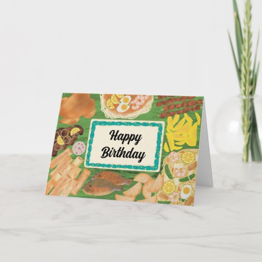 フィリピンの誕生日パーティーフードルンピアパンシット サンキューカード (正面)