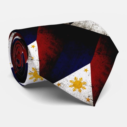 フィリピンの黒くグランジな旗 ネクタイ (ロール)
