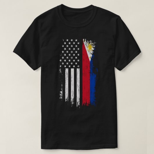 フィリピンアメリカン国旗のフード付きスウェットシャツ – フィリピンプライド Tシャツ (デザイン正面)