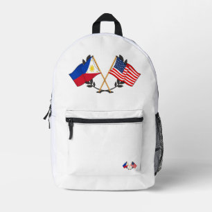 フィリピンアメリカン国旗フィリピン伝統ヴィンテージ プリントバックパック