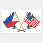フィリピンアメリカン国旗フィリピン伝統ヴィンテージ 長方形シール (正面)