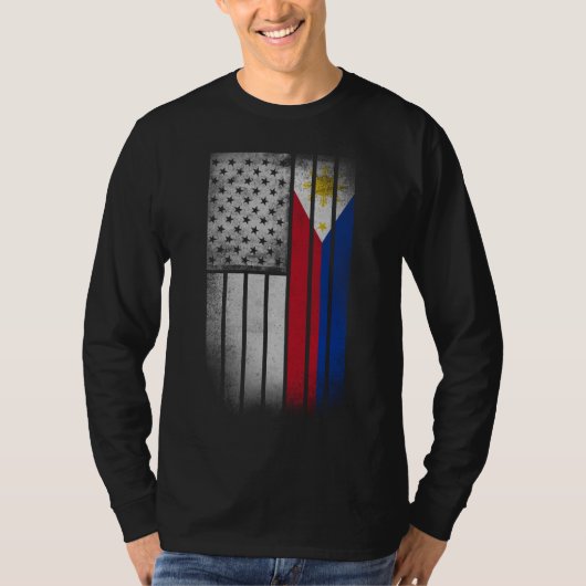 フィリピンアメリカ国旗フィリピン国旗 Tシャツ (正面)
