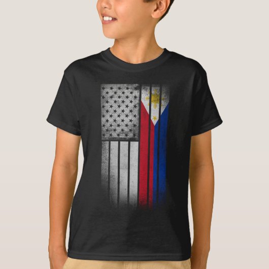 フィリピンアメリカ国旗フィリピン国旗 Tシャツ (正面)