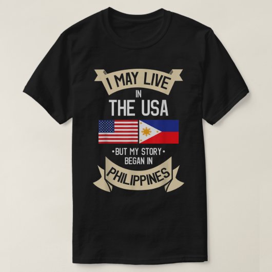 フィリピンアメリカ国旗USAフィリピンルーツギフト Tシャツ (デザイン正面)