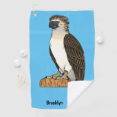 フィリピンイーグル鳥の漫画イラストレーション ゴルフタオル (インサイチュ)