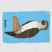 フィリピンイーグル鳥の漫画イラストレーション ゴルフタオル (横)