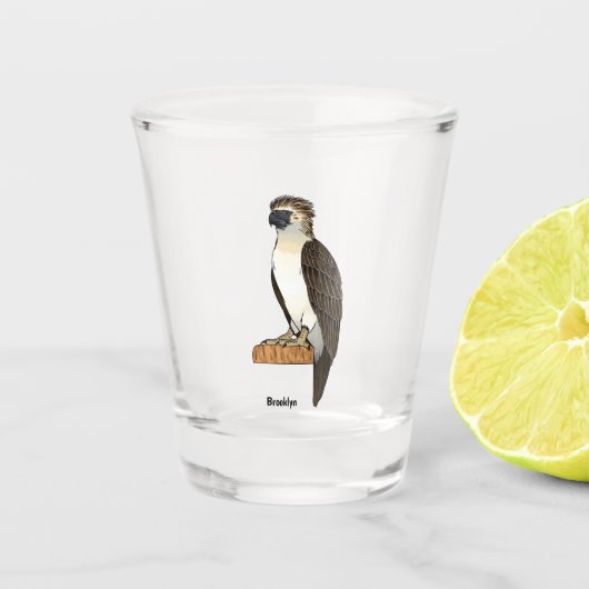 フィリピンイーグル鳥の漫画イラストレーション ショットグラス (正面)