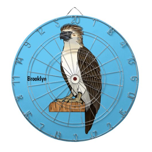 フィリピンイーグル鳥の漫画イラストレーション ダーツボード (正面)