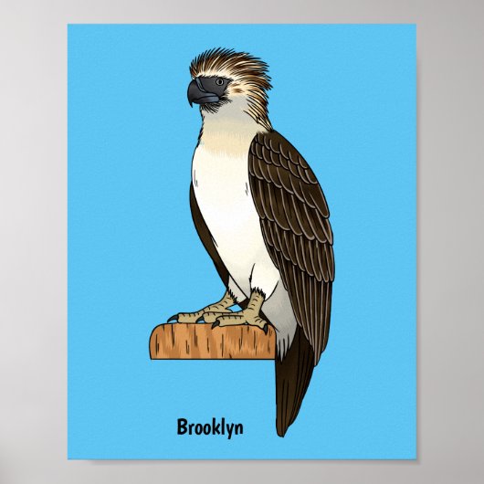 フィリピンイーグル鳥の漫画イラストレーション ポスター (正面)