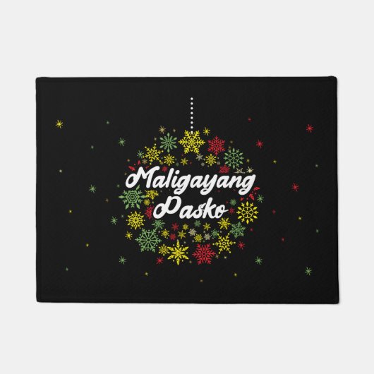フィリピンクリスマスマリガヤンパスコスノーフレーク ドアマット (正面)