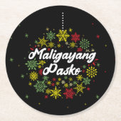 フィリピンクリスマスマリガヤンパスコスノーフレーク ラウンドペーパーコースター (正面)