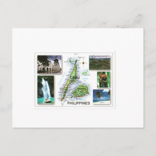 フィリピンセブ/ボホールの地図 ポストカード (正面)