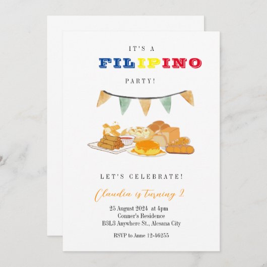 フィリピンパーティの招待状フィリピーノ誕生日ディナー 招待状