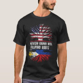フィリピンルーツ米国国旗で栽培されたアメリカ人 Tシャツ (正面)