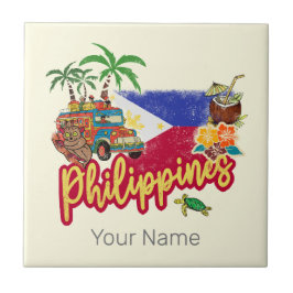 フィリピンヴィンテージターシエフラッグパームサミナリー タイル